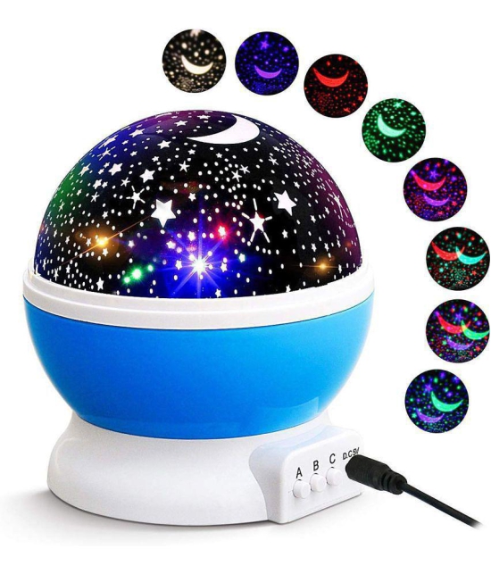 Gatih Star Master Colorful LED 360 Degree Rotating Moon Light Projector Night Lamp with USB Cable Kids Room Night Bulb - Pack Of 1 - Multicolor