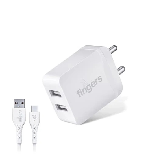 Fingers PA Dual USB power adapter with TypeC cable (White)