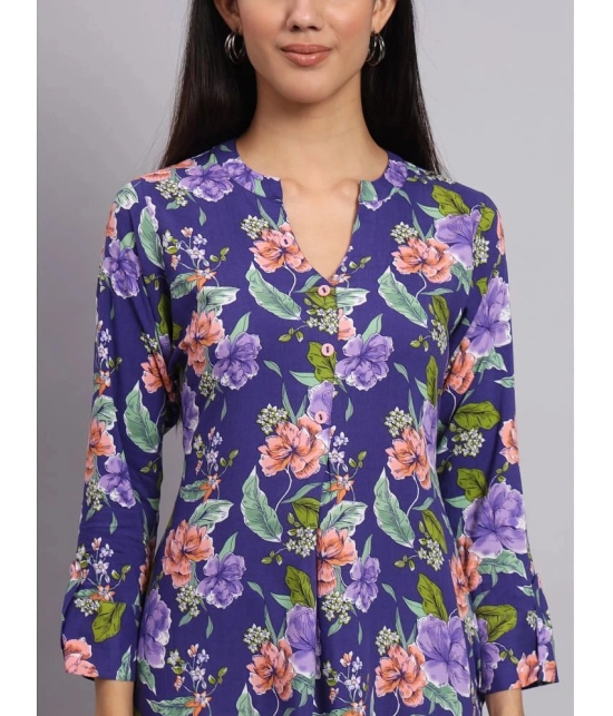 Tissu Rayon Printed Straight Womens Kurti - Purple ( Pack of 1 ) - None