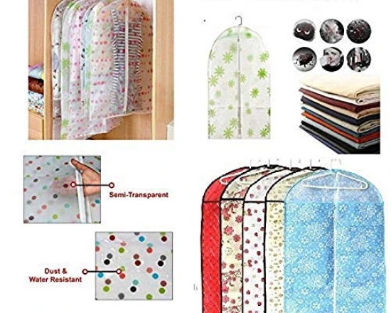 CONNECTWIDE® Printed Design Clear Plastic Suit Cover Garment Clothes Travel Protector Bag Zippered