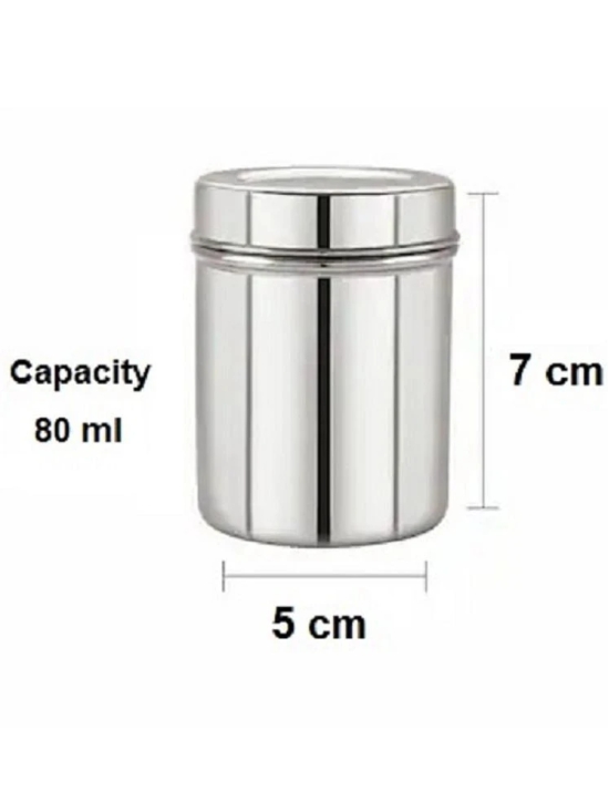 Dynore 6 Mini Storage Dabbi Steel Silver Utility Container ( Set of 6 ) - Silver