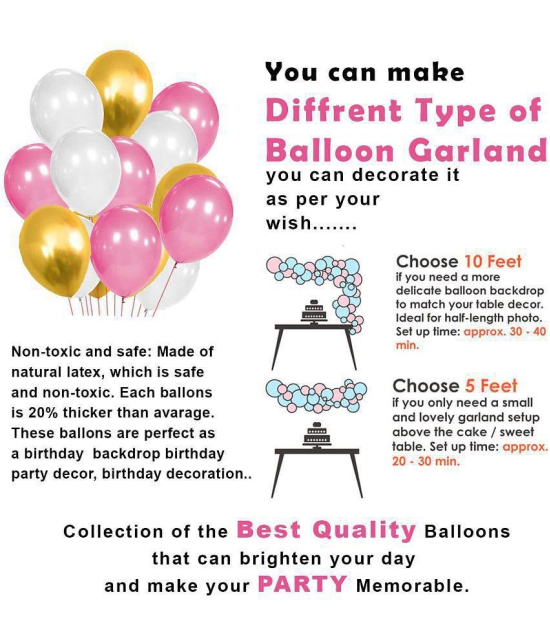 Party Propz Happy Birthday Decorations For Girls Combo Set- Pink White Gold Metallic Balloons, Happy Birthday Bunting, Foil Curtain- Girls, Women, 1st, 2nd, 3rd, 4, 5,6th - 34Pcs - Multi-Col