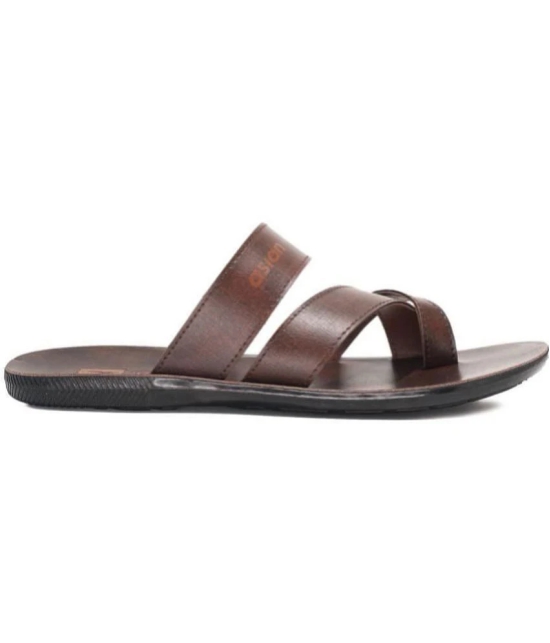 ASIAN Brown Mens Leather Slipper - None