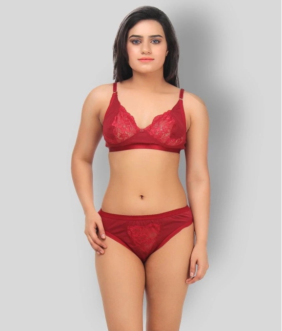 TCG Maroon Lace Bra & Panty Set - 36