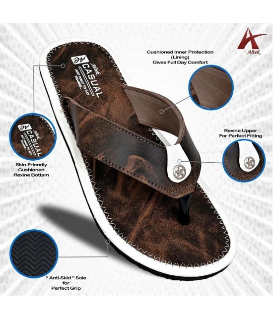 Altek Brown Mens Thong Flip Flop - None