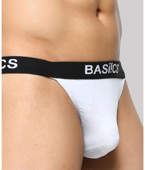 BASIICS By La Intimo - White BCSTH01 Spandex Mens Thongs ( Pack of 1 ) - None