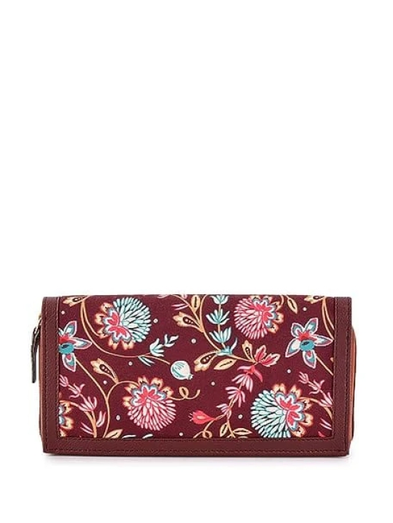 Lychee bags Women Printed Canvas Multicolour Wallet (Brown)