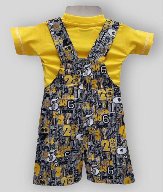 Balloons - Yellow Cotton Dungarees For Baby Boy ( Pack of 1 ) - 0-6 Months