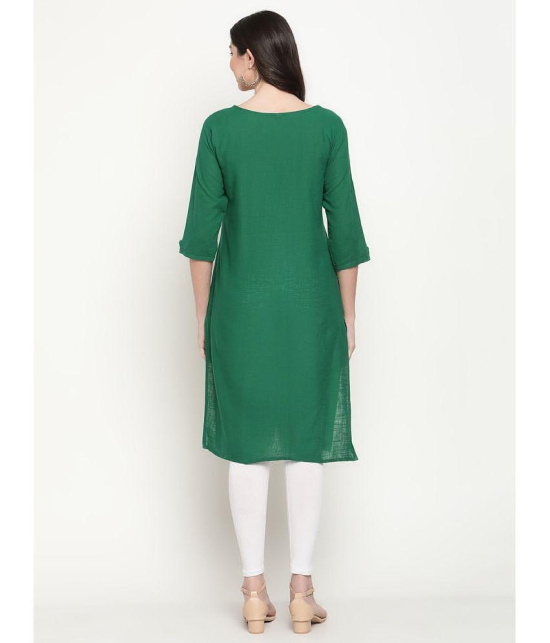 Queenley - Green Cotton Blend Women's Straight Kurti ( Pack of 1 ) - None