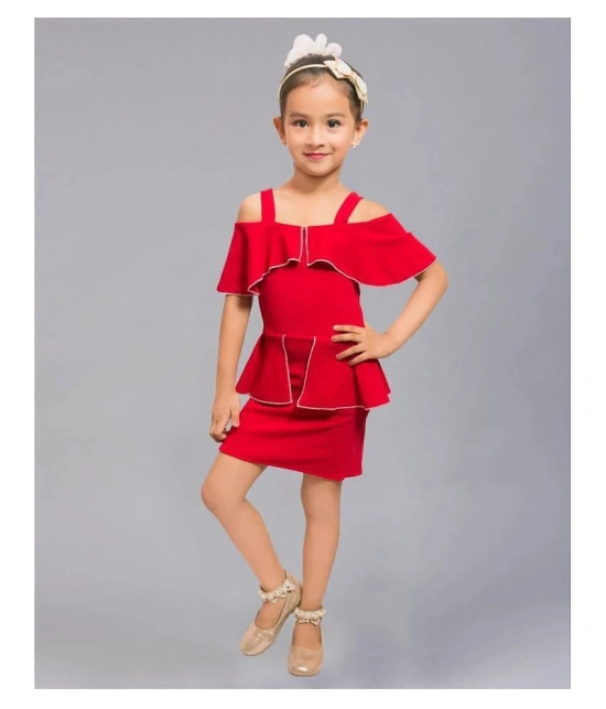 Addyvero - Red Cotton Blend Girls Skater Dress ( Pack of 1 ) - None