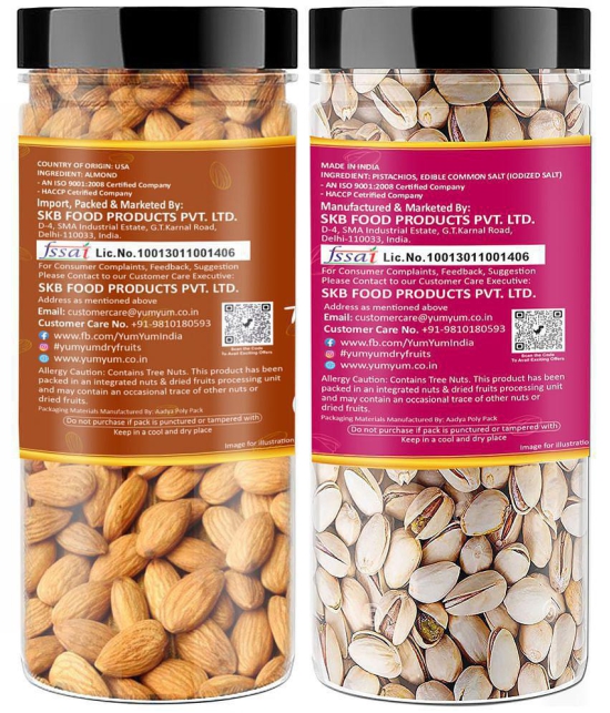 YUM YUM Premium California Almond (150g) and Pista (150g) 300g Dry Fruits Combo Pack