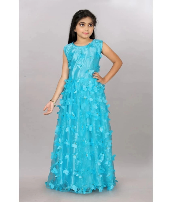 Apnisha - Sky Blue Net Girls Gown ( Pack of 1 ) - None