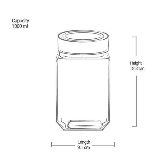 Treo Woody Cube Storage Glass Jar | Transparent | 1 Pc