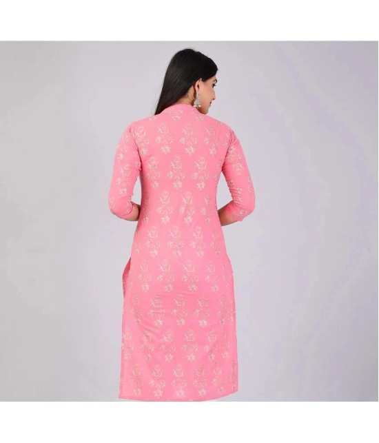 MAUKA Rayon Printed Straight Womens Kurti - Pink ( Pack of 1 ) - None