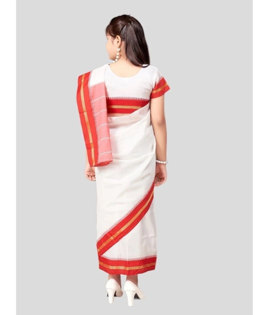 Aarika - White Silk Girls Saree ( Pack of 1 ) - None