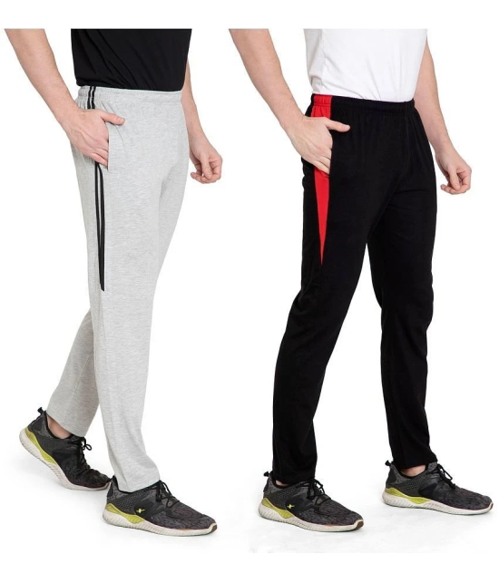 Zeffit Solid Men Black, Grey Track Pants (Pack Of 2 ) - M