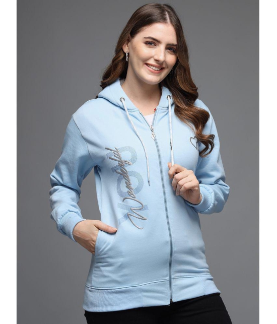 eWools.in Cotton Blend Womens Hooded Sweatshirt ( Blue ) - None