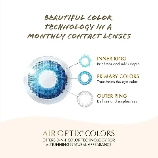 Alcon AirOptix Colors - Monthly Color Contact Lenses (-5.00 to -8.00, Green, Pack of 2)--7.00 / Honey