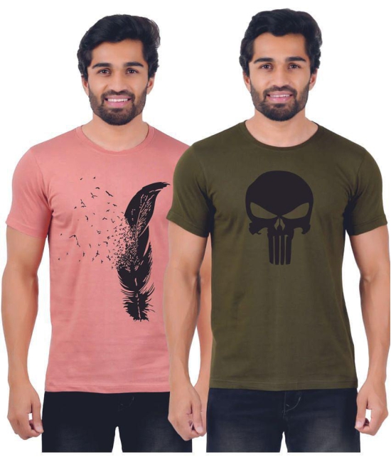 ferocious - Pink Cotton Regular Fit Men's T-Shirt ( Pack of 2 ) - None