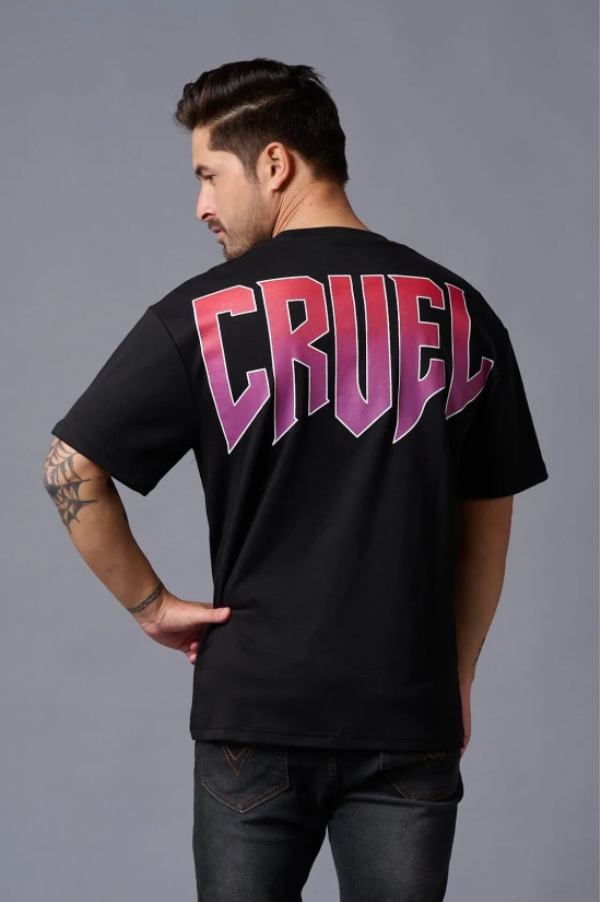 Cruel in Gradient Print Black Oversized T-Shirt for Men 5XL