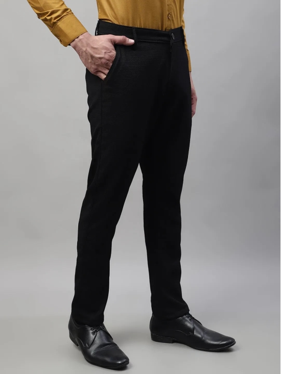 Indian Needle Men's Black Tapered Fit Formal Trousers-30 / Black