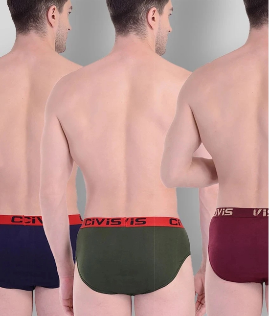 CIVIS - Multicolor Cotton Mens Briefs ( Pack of 5 ) - L