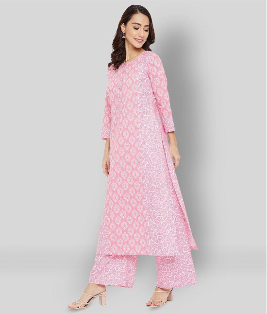 Tissu - Pink Straight Cotton Womens Stitched Salwar Suit ( Pack of 1 ) - XS