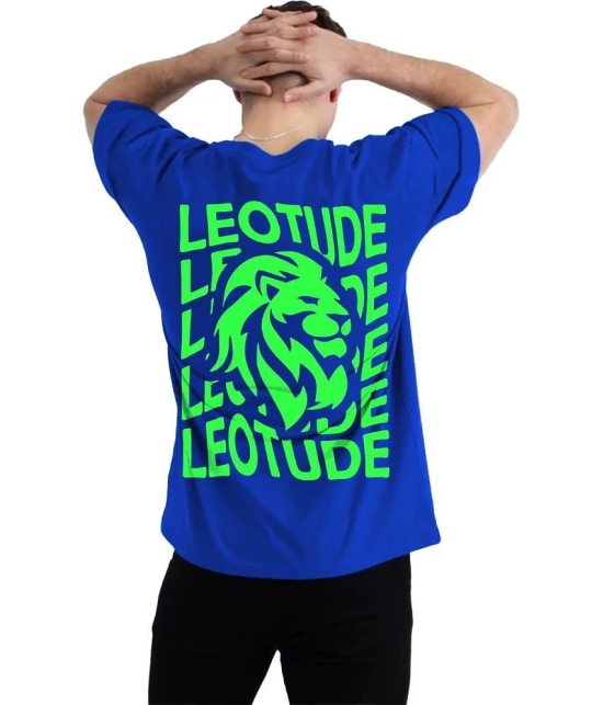 Leotude Cotton Blend Oversized Fit Printed Half Sleeves Mens T-Shirt - Blue ( Pack of 2 ) - None