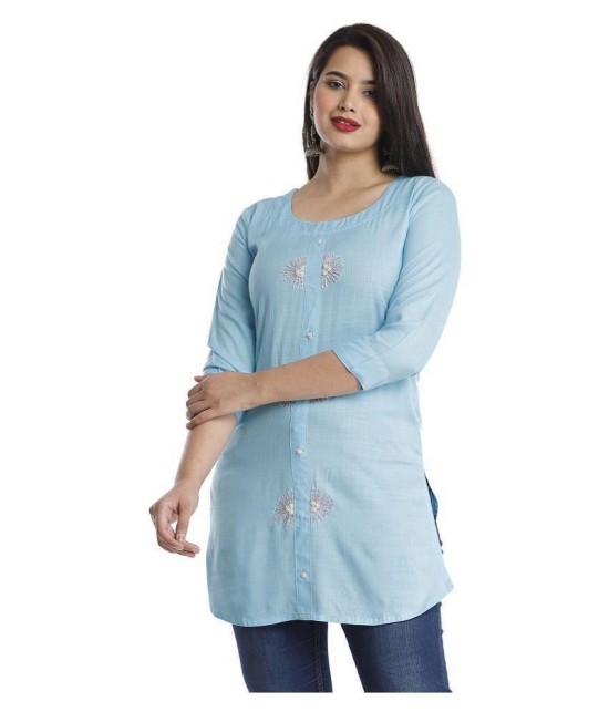 HIGHLIGHT FASHION EXPORT - Blue Viscose Womens Straight Kurti ( Pack of 1 ) - M