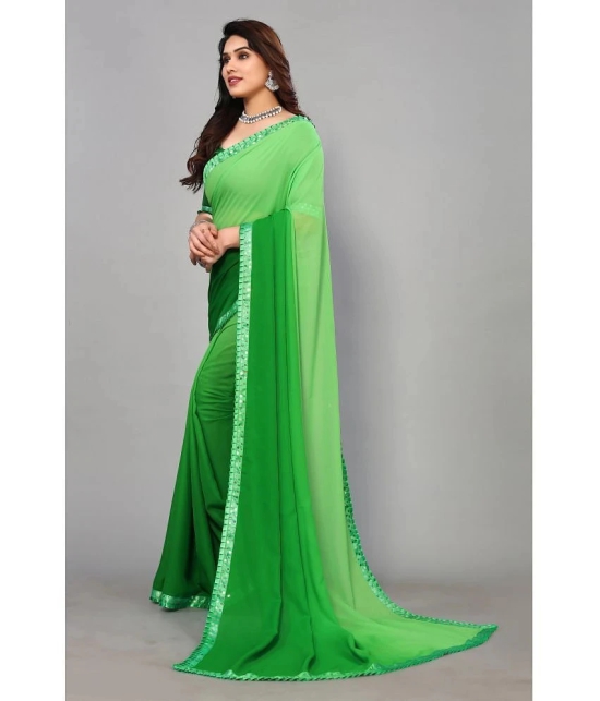 ANAND SAREES Georgette Dyed Saree With Blouse Piece - Green ( Pack of 1 ) - Green