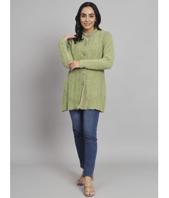 eWools.in Woollen Round Neck Womens Buttoned Cardigans - Green ( ) - None