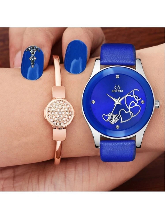 Septem Blue Leather Analog Womens Watch