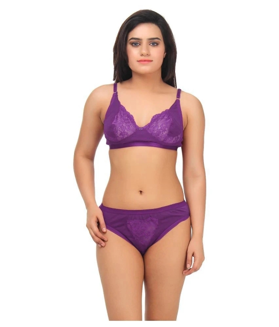 TCG Purple Cotton Lycra Bra & Panty Set - 38