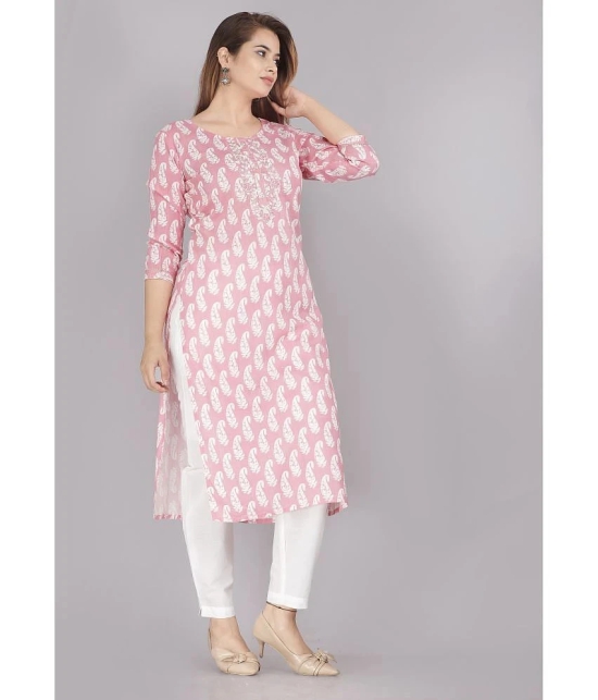 JC4U - Pink Cotton Womens Straight Kurti ( Pack of 1 ) - None