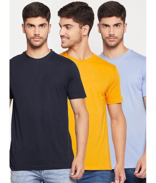 UNIBERRY - Navy Cotton Blend Regular Fit Mens T-Shirt ( Pack of 3 ) - None