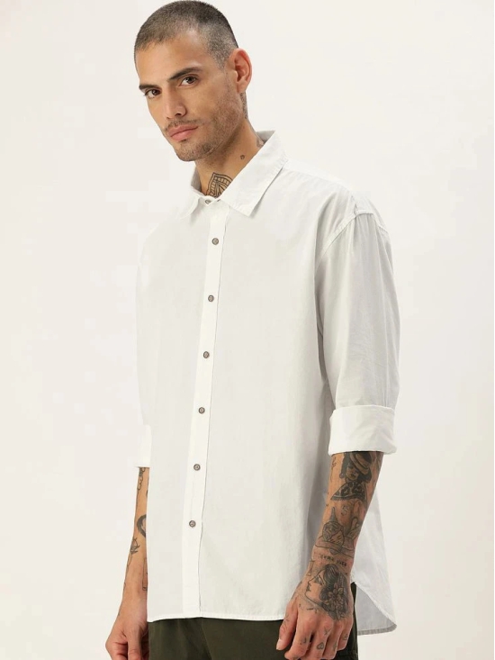 Bene Kleed 100% Cotton Oversized Fit Solids Full Sleeves Mens Casual Shirt - White ( Pack of 1 ) - None