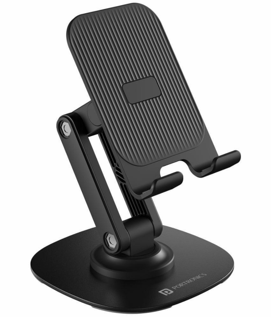 Portronics Foldable Mobile Stand for Smartphones and Tablets ( Black ) - Black