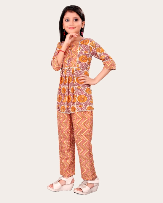 Girls Casual Kurta and Trouser Set-Yellow / 13 - 14 Years