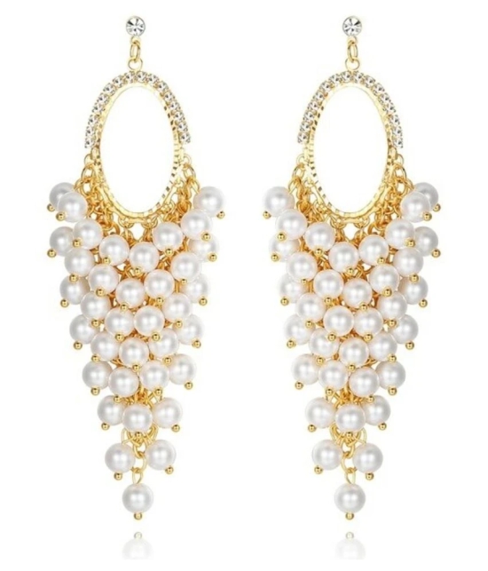 YouBella Gold Plated Crystal Earrings for Girls and Women - White