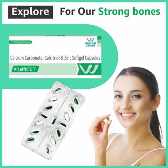 Vitalfit CT Calcium Carbonate Zinc Vitamin D Softgels | Multimineral Support for Cardiac, Bone & Heart Health | For Men and Women