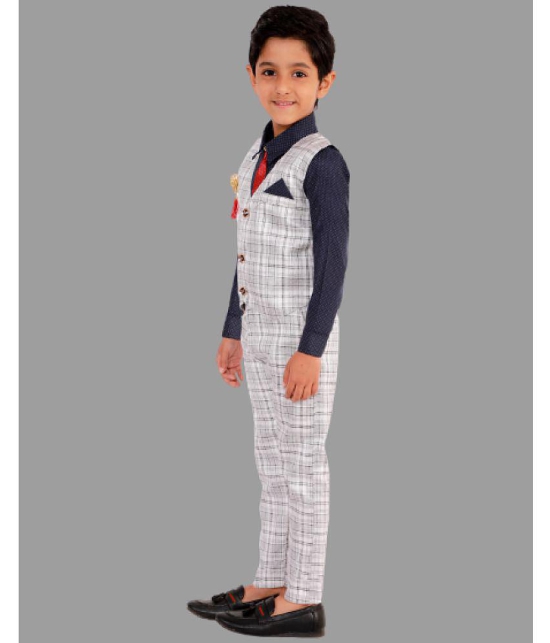 DKGF Fashion - Navy Blue Cotton Blend Boys Shirt & Pants ( Pack of 1 ) - None