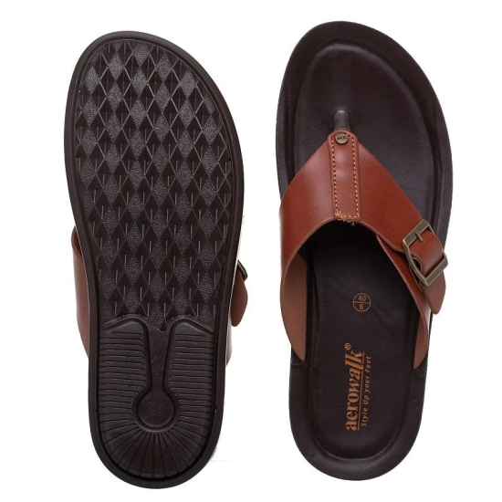 Aerowalk Tan Mens Leather Slipper - None