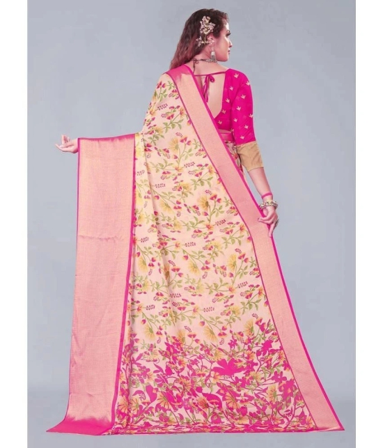 Bhuwal Fashion Chiffon Printed Saree With Blouse Piece - Pink ( Pack of 1 ) - Pink