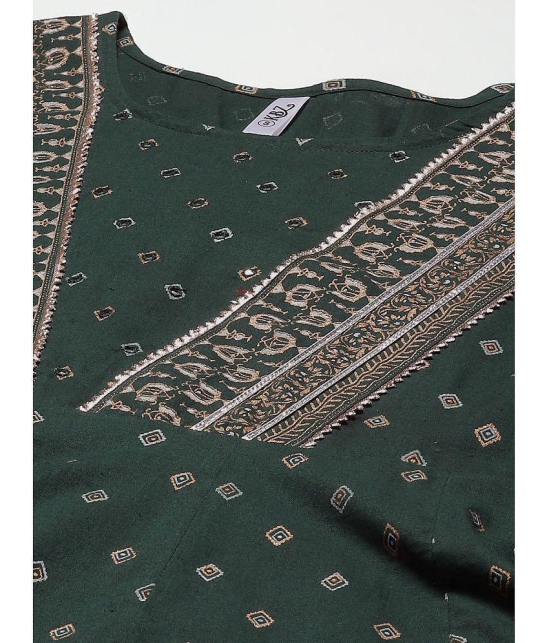 Kbz - Green Cotton Women's Flared Kurti with Dupatta ( Pack of 1 ) - None