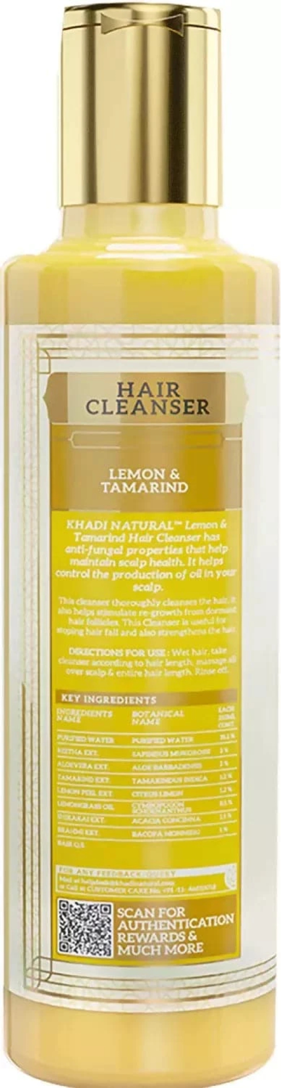 Khadi Natural Lemon & Tamarind Cleanser Shampoo Sulphate Paraben Free (210Ml)