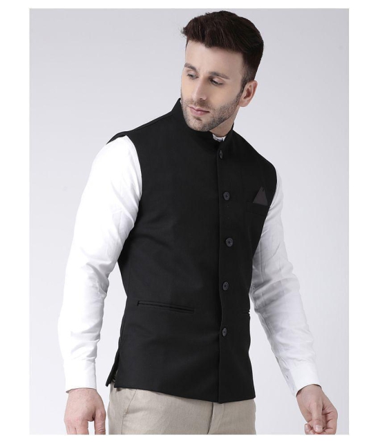 Hangup Black Polyester Blend Nehru Jacket - None