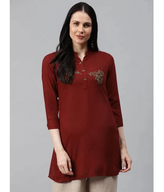 JC4U - Rust Rayon Womens Straight Kurti ( Pack of 1 ) - None