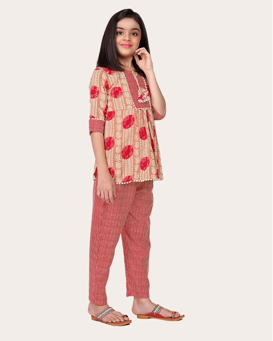 Girls Casual Kurta and Trouser Set-Pink / 6 - 7 Years