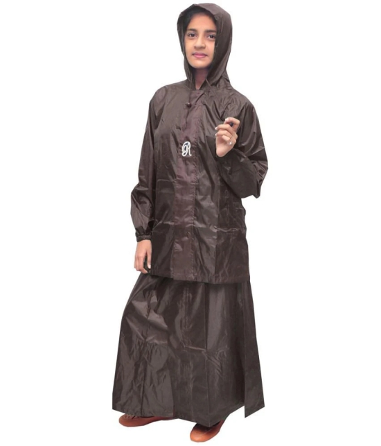 Goodluck Waterproof Nylon Raincoat Set - Brown - None