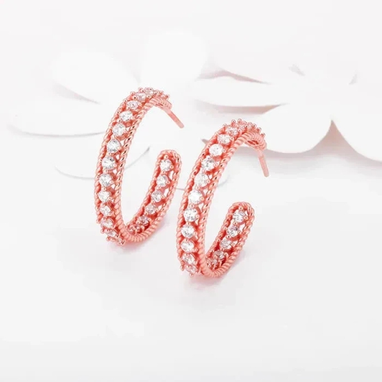 Rose Gold White Zircon Hoop Earrings